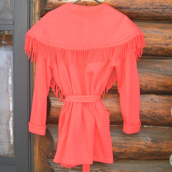 Vintage Northern Style Boho Hippie Western Fringe Tie Front Light Weight Coat M - Picture 2 of 2